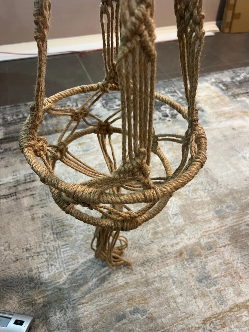 Bohemian Jute Macramé Hanging Plant Holder - Natural 40” z18